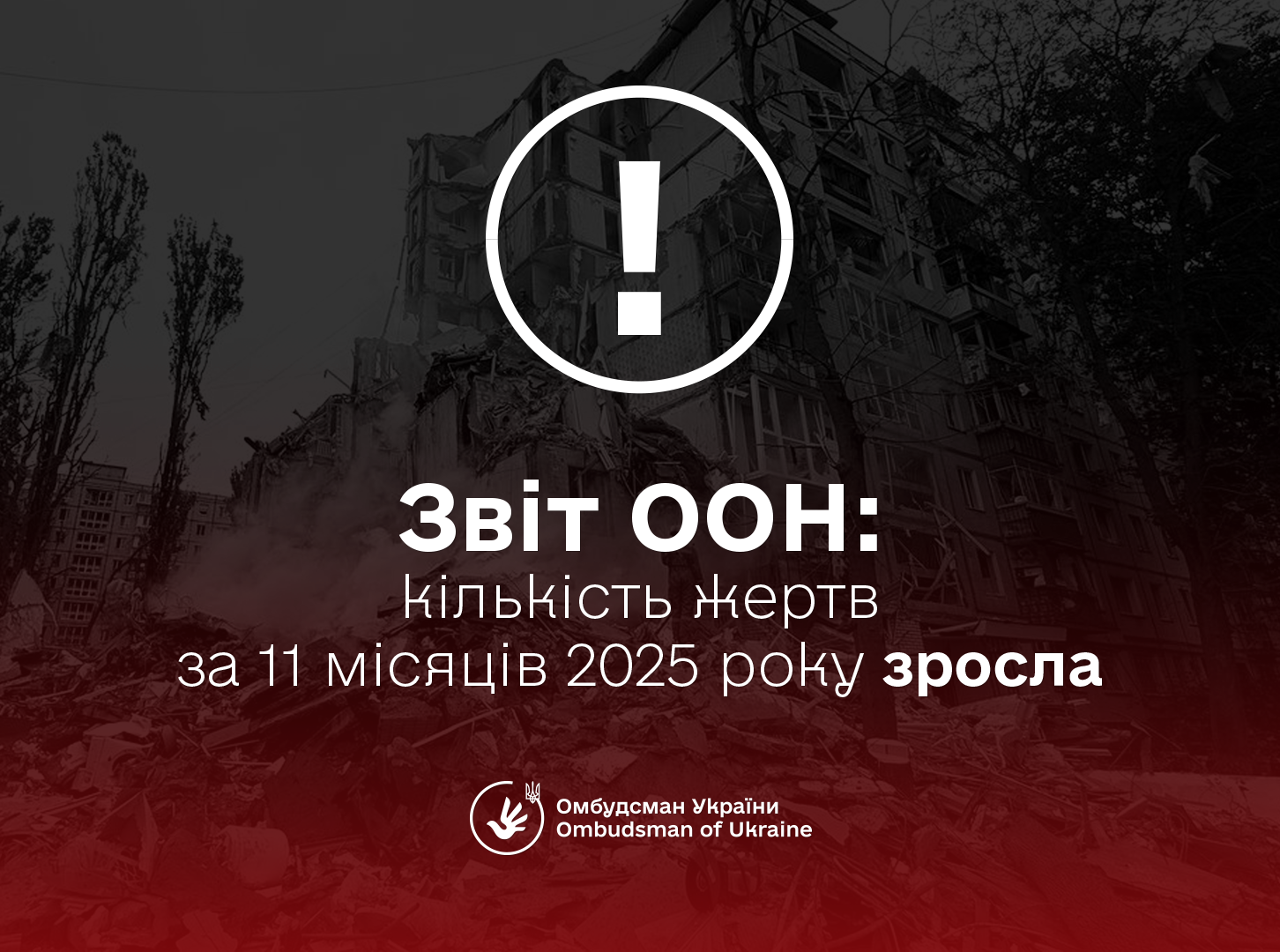 Омбудсман: війна РФ забирає дедалі більше життів цивільних